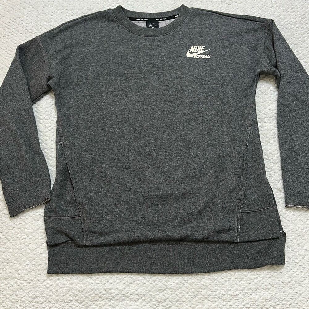 Nike Softball Dri-Fit Long Sleeve Grey Pullover Pockets Women’s Small